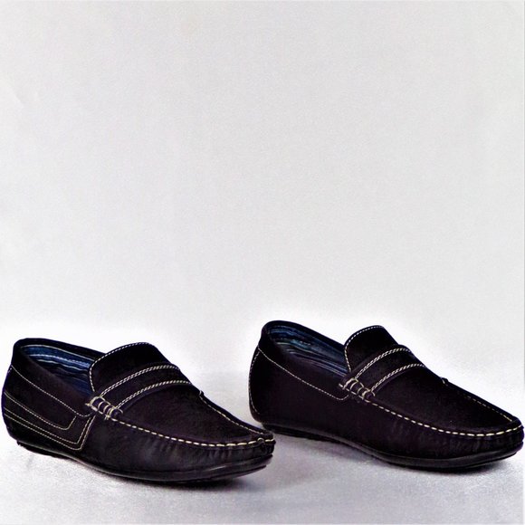 STEVE HARVEY CELEBRITY EDITION size 7 black flat-heel loafers all synth. mat. - Picture 5 of 16